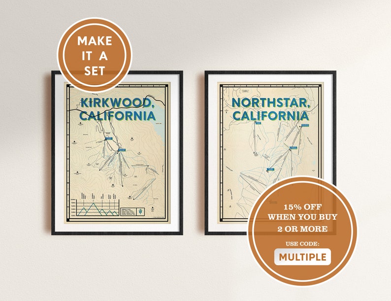 Heavenly Ski Resort Map Poster South Lake Tahoe Stateline Art Print