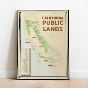 Kalifornien Public Lands Karte Poster | California National Parks National Forests Poster | Karte Kunst Home Dekor | Reisen Outdoorsy Geschenk