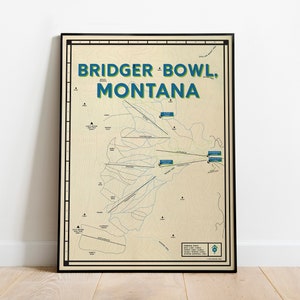 Affiche de carte de ski Bridger Bowl | Bozeman Montana Art Print | Décoration de cabine | Cadeau skieur