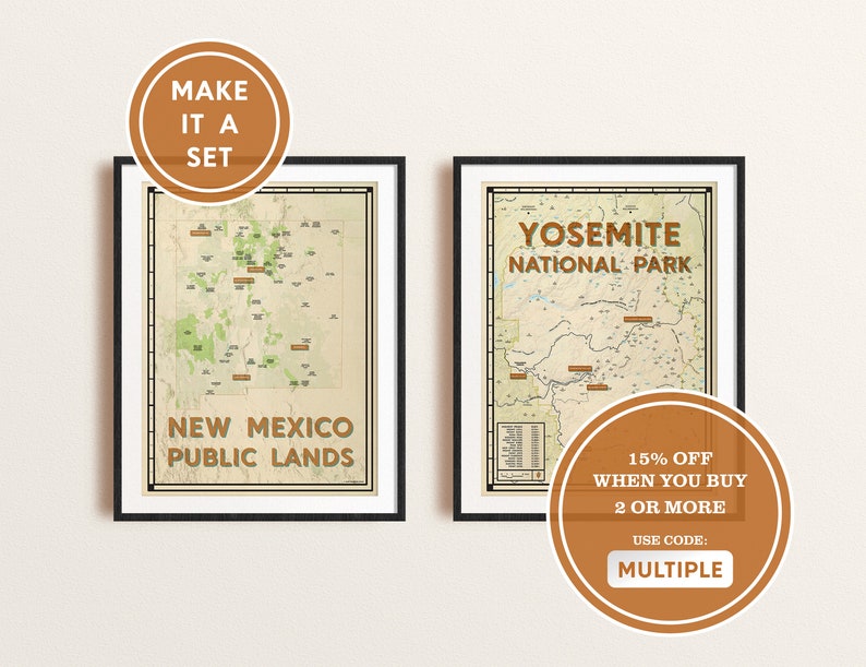 Travel Outdoorsy Gift New Mexico Public Lands Map Poster Map Art Home Decor National Parks National Forests State Parks Poster