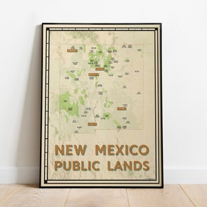 New Mexico Public Lands Kaart Poster | Nationale parken Nationale bossen Staatsparken Poster | Kaart Art Home Decor | Reis Outdoorsy Cadeau