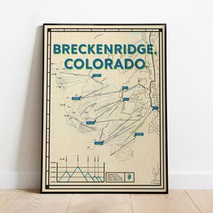 Breckenridge Ski Resort Map Poster | Colorado Rockies Art Print | Cabin Home Decor | Skier Snowboarder Gift