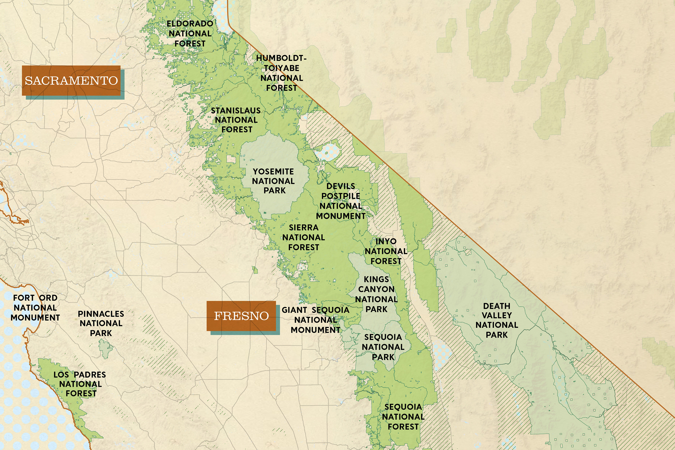 California Public Lands Map Poster California National Parks National 