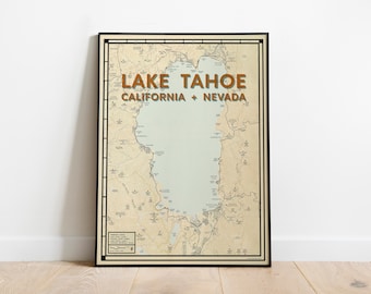 Lake Tahoe kaart kunstafdruk | Topografische poster