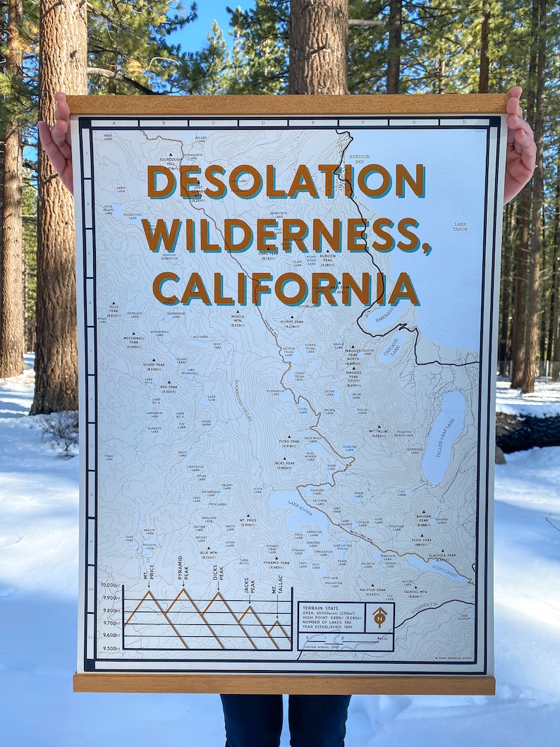 Desolation Wilderness Map Poster Lake Tahoe Basin Topographic Art