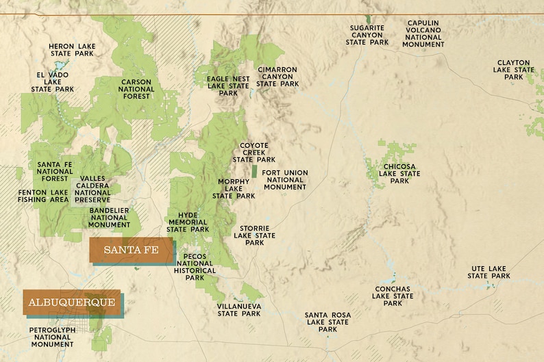 Travel Outdoorsy Gift New Mexico Public Lands Map Poster Map Art Home Decor National Parks National Forests State Parks Poster
