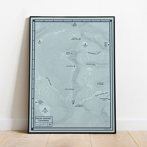 Affiche de la carte du mont Whitney | Mt Whitney Trail John Muir Trail Art Print | affiche Lone Pine | Boho Home Decor | Randonneur Backpacker Outdoorsy Cadeau