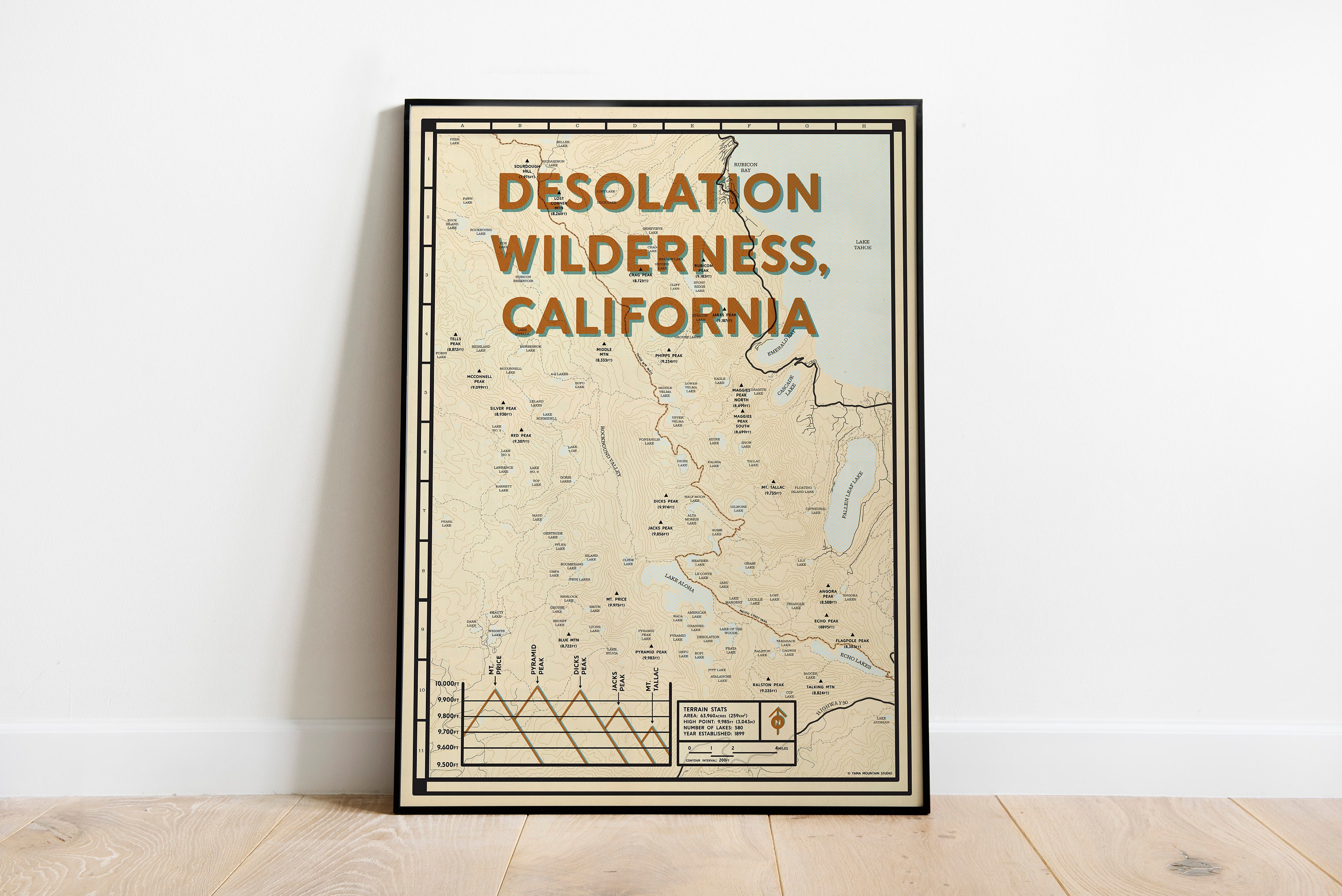 Desolation Wilderness Map Poster Lake Tahoe Basin Topographic Art