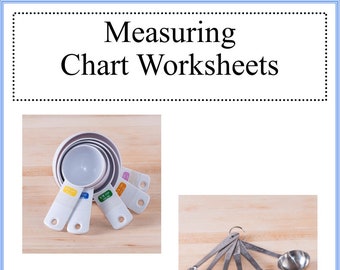 Measuring Chart Worksheets- Cooking Measurements Worksheets - Math Cooking  Printables, Cooking Worksheets