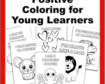 Positive Affirmations Coloring Pages – Kawaii Style for Young Learners- 35 Coloring Pages with Positive Statements