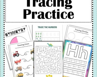 Tracing Practice Early Learning Worksheets – 90 Printable Handwriting & Fine Motor Activities- Early Learning Writing School Printables