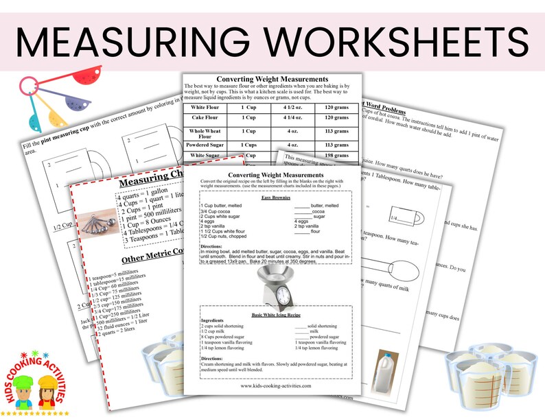 Kitchen Measurement Conversion Chart: Cooking Math Worksheets (digital ...