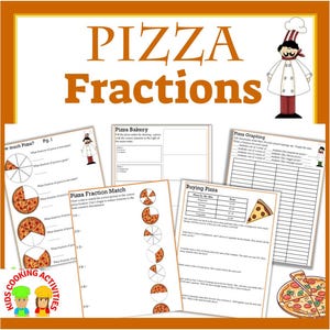Pizza Fractions Math Worksheets and Cooking Activity- Math Printables