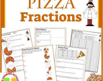 Pizza Fractions Math Worksheets and Cooking Activity- Math Printables