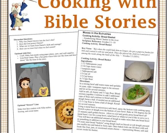 Bible Story Cooking Activities: Recipes & Coloring Pages (Digital Download)