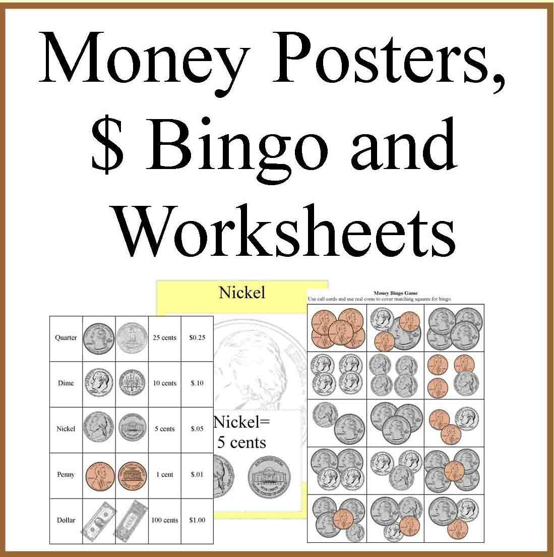 usa money posters money bingo and money worksheets printable etsy