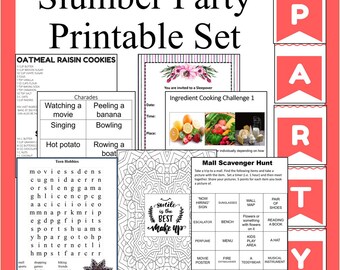 Slumber Party Printables Set: Sleepover Games & Recipes (Digital Download)