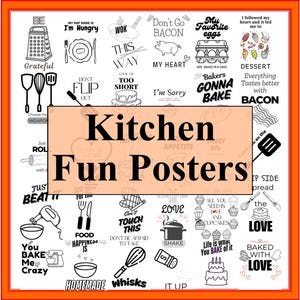 Kitchen Fun Posters - 32 Play on Word Kitchen Theme Posters- Cooking with Kids Fun
