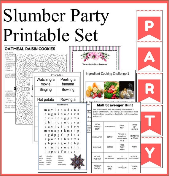 Slumber Party Printables Set Sleepover Party Games and | Etsy