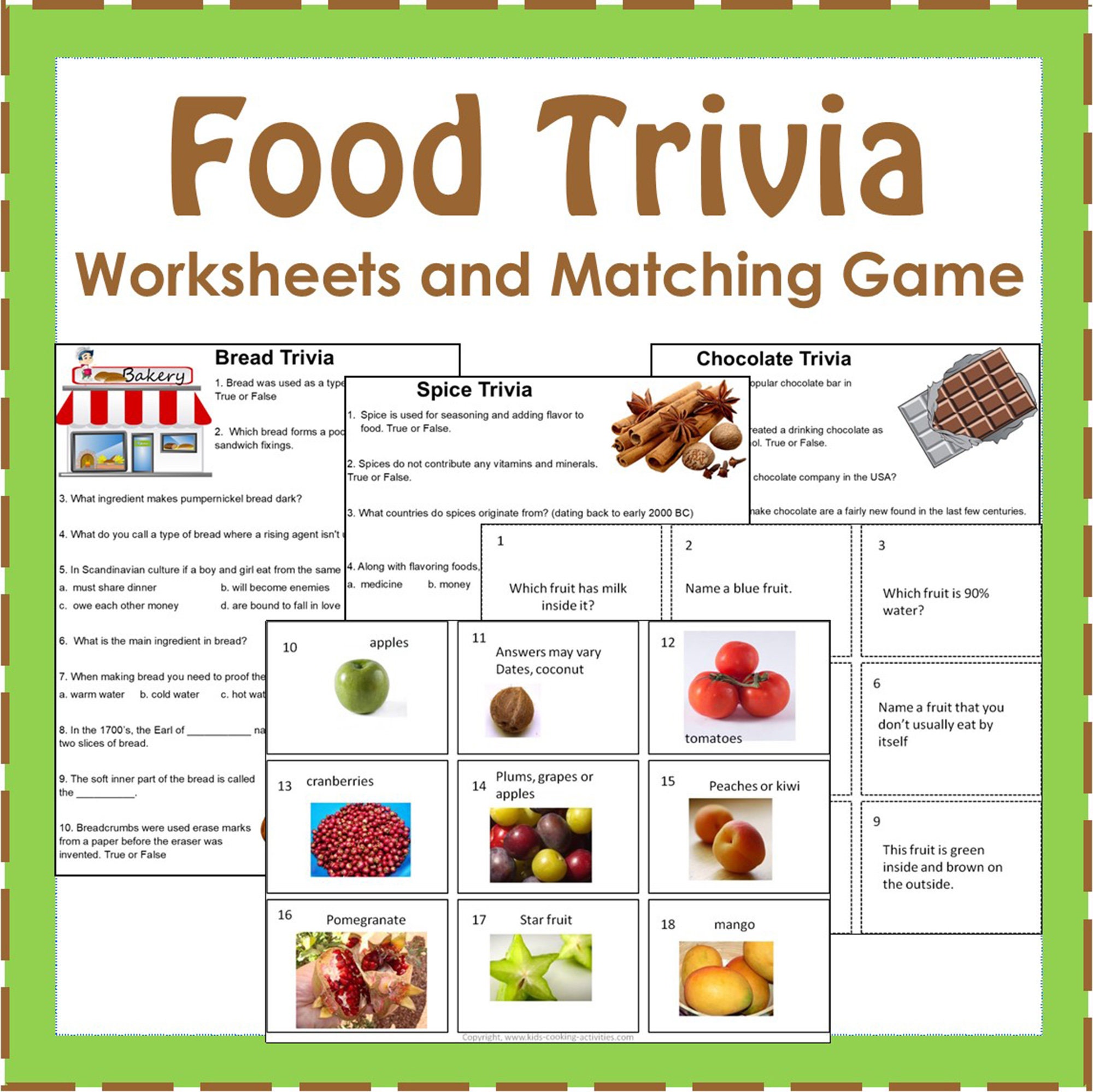 food-trivia-worksheets-and-matching-card-game-food-group-healthy-eating-printables-kids-worksheets-etsy for Free Printable Printable Food Safety Quiz Food Trivia Worksheets and Matching Card Game- Food Group Healthy Eating Printables- Kids Worksheets - Etsy for Free Printable Printable Food Safety Quiz