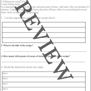 How to Read a Recipe Activity Cooking With Kids Printable, Reading a ...