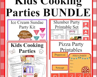 Kids Cooking Party Kit: Pizza, Sundae, Slumber Party Printables (Digital Download)