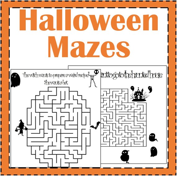 Halloween Mazes – 30 Printable Puzzle Games for Kids (Digital Download)