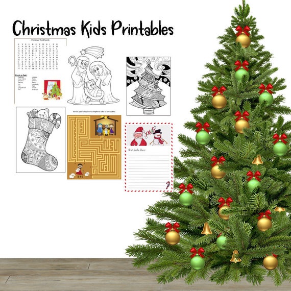 Christmas Kids Printables Games Coloring Sheets Dear Santa | Etsy