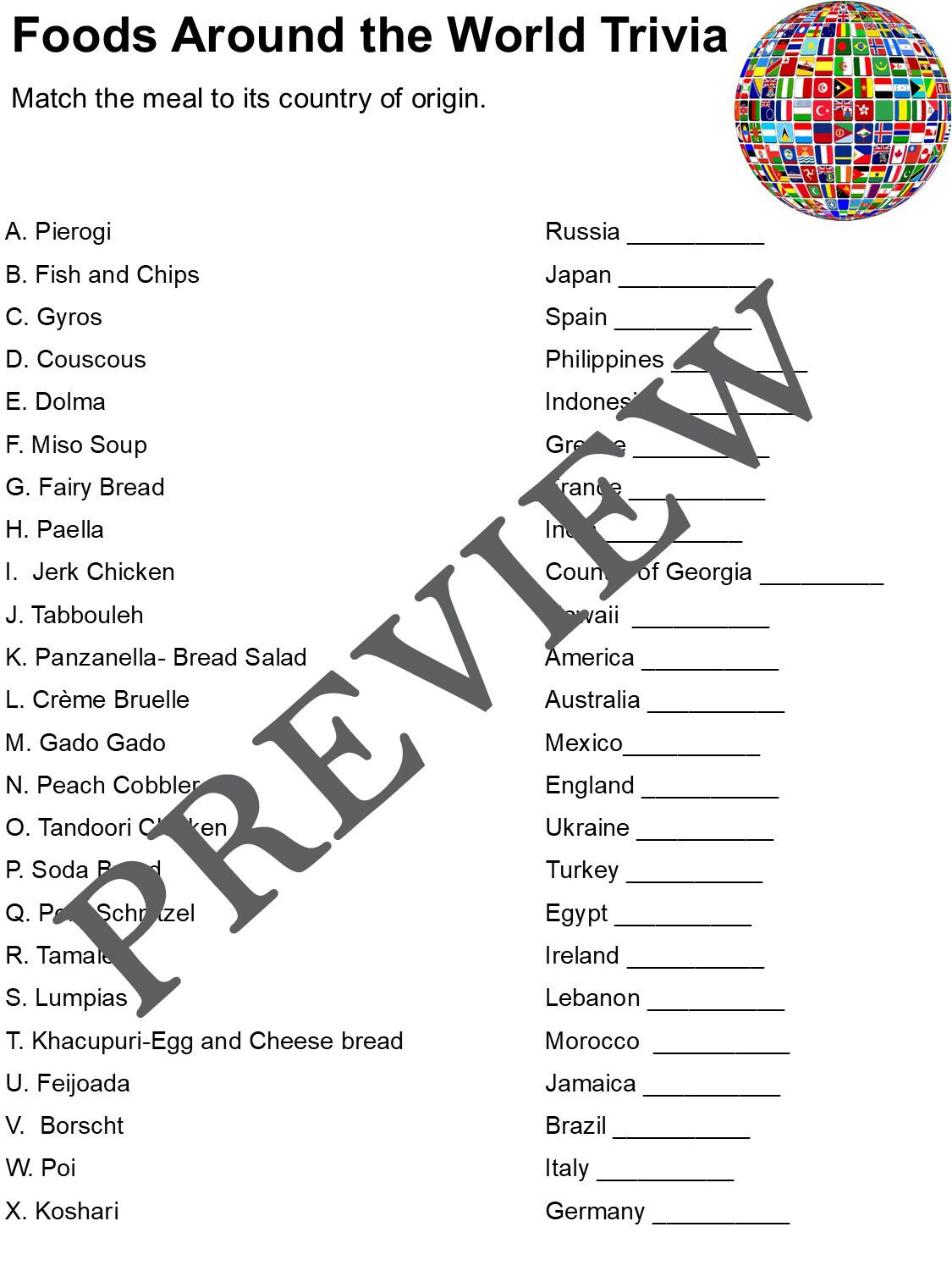 Food Trivia Worksheets and Matching Card Game- Food Group Healthy ...