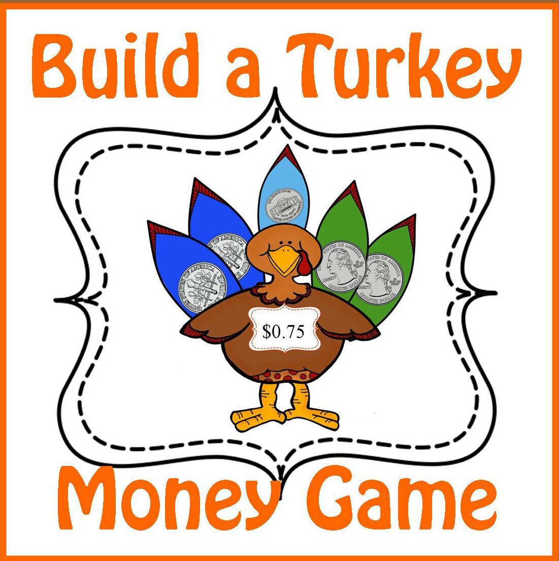 build a turkey counting coins money math game printable money etsy