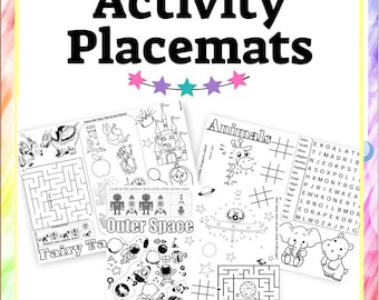 Manteles individuales de actividades para niños: 16 diseños temáticos divertidos con rompecabezas, dibujos para colorear, juegos y chistes.