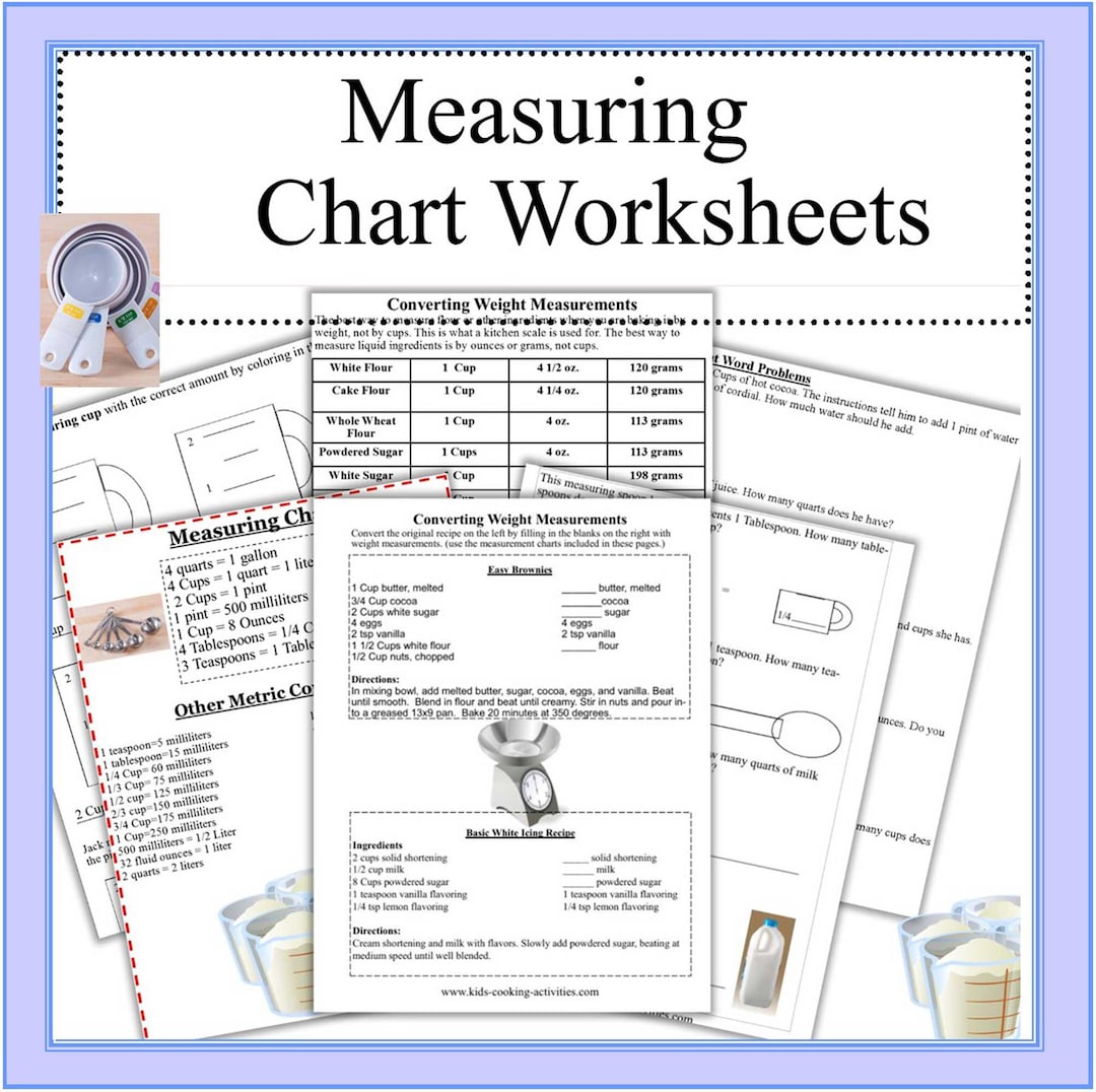 Kitchen Measurement Conversion Chart: Cooking Math Worksheets (digital ...