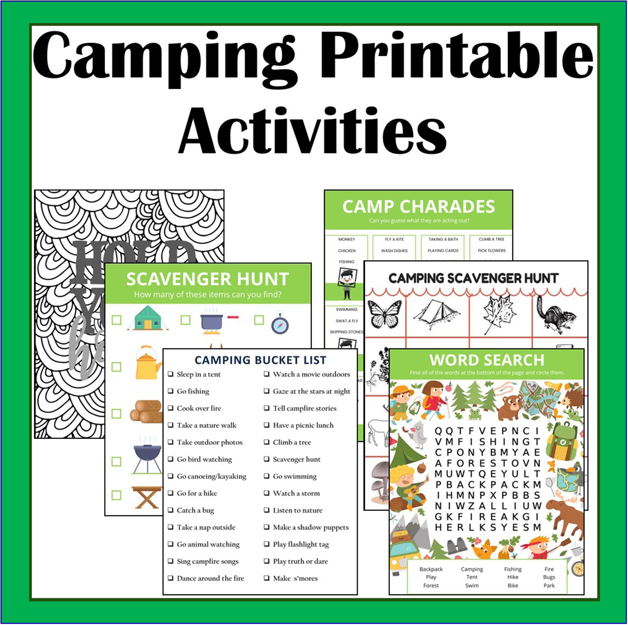 Camping Printable Activities, Camping Theme Fun and Games, Camping ...