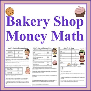 Matematikproblem med bageripengar – 4 övningsblad för verkliga pengar (digital nedladdning)