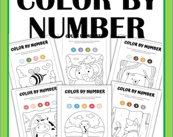 Color by Number – Animal & Insect Theme | 17 Fun Coloring Pages