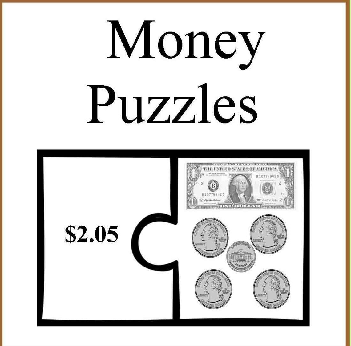 USA Money Puzzles Printable Money Skills Games Practice Etsy