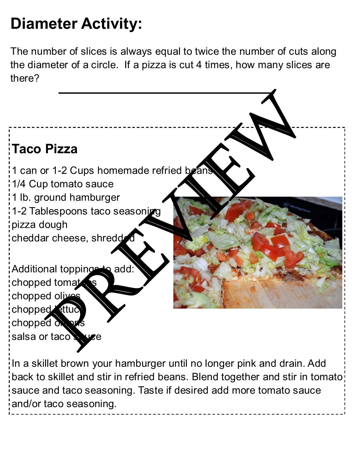 Cooking With Math Middle School Math and Cooking Activities Students ...