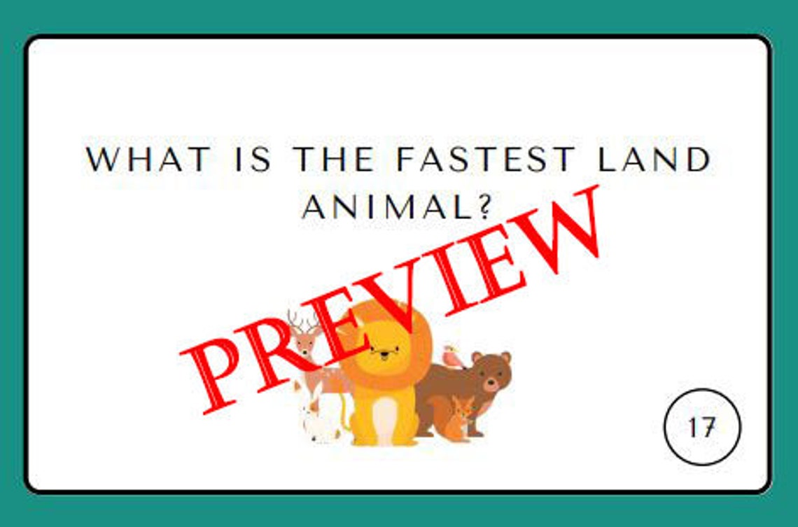 Animal Theme Trivia Cards- 100 Printable Trivia Questions - Etsy