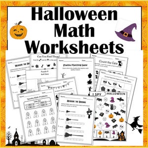 Halloween Mathe-Arbeitsblätter - 20 druckbare mathematische Aktivitäten in der frühen Kindheit (digitaler Download)