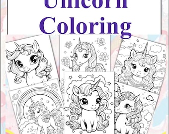 Unicorn Coloring Pages – 50 Magical Printable Sheets for Kids, Teens & Unicorn Lovers!- Digital Download