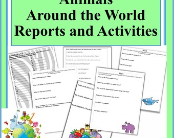Animal Book Reports & Geography Activities: Kids School Printables
