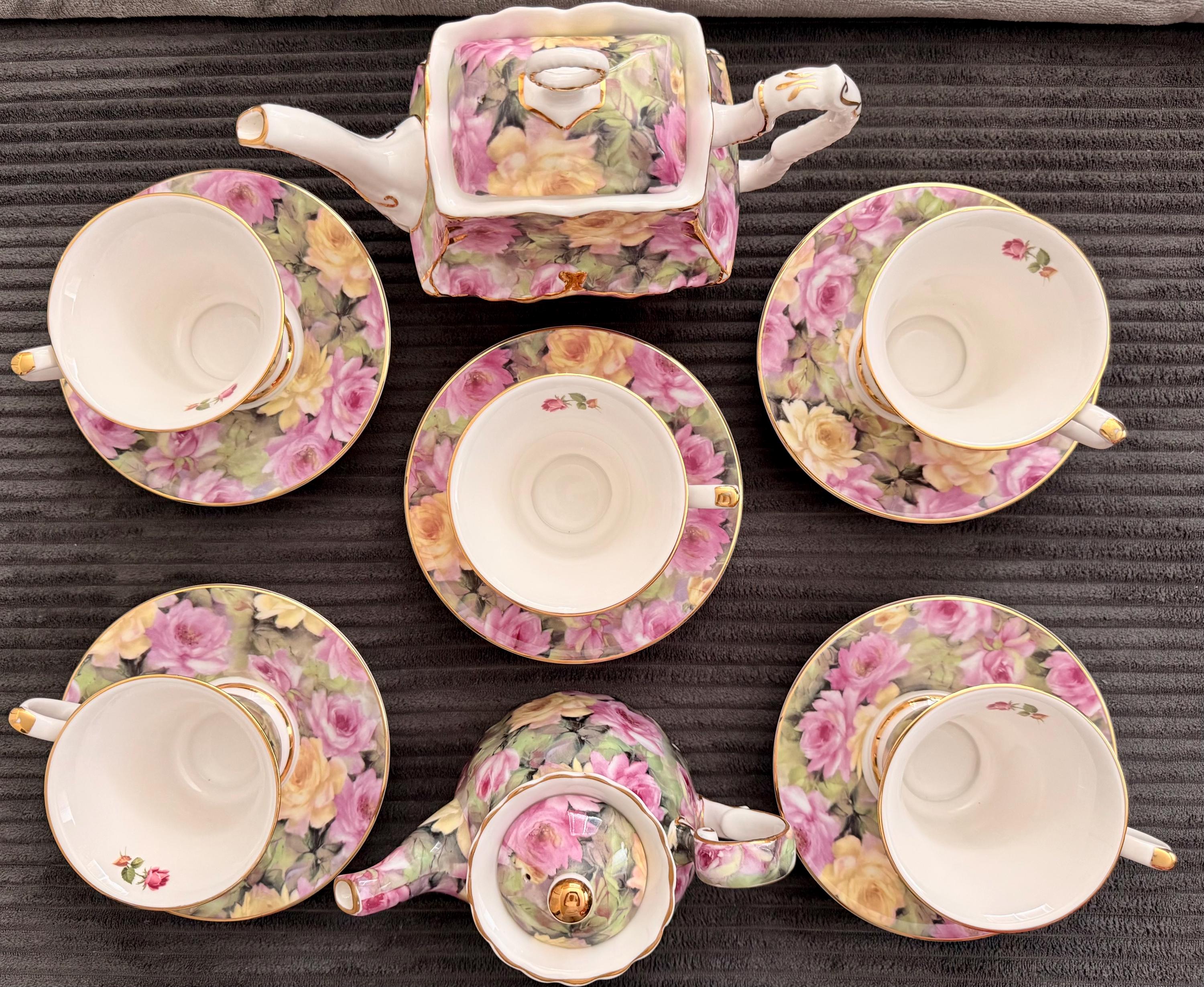 Pu Strathpine Tea Set RARE Vintage Tea Set by Royal Patrician (yellow & Pink Chintz Roses) - Etsy
