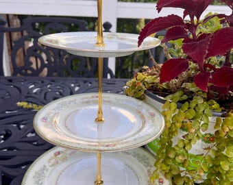 3 Tier Cake Stand by Meito Japan in Muriel Pattern (Vintage China)