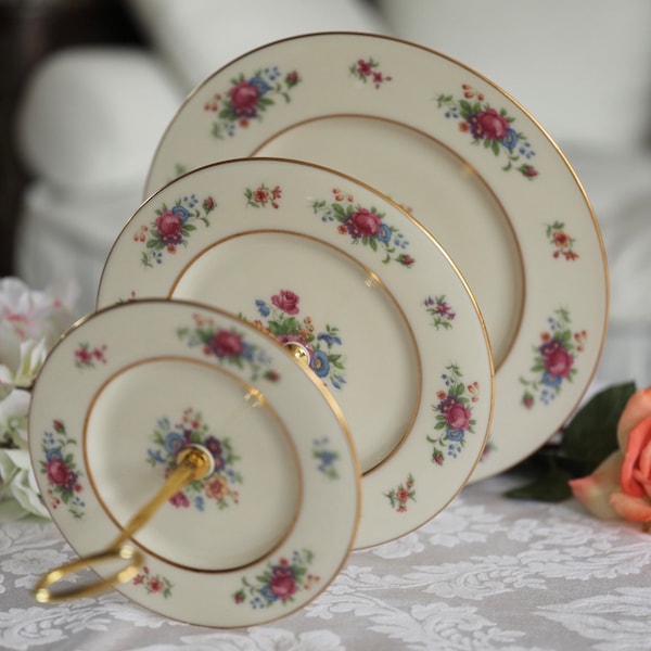 Vintage Lenox Rose 3 Tier Cake Stand for Afternoon Tea (Vintage bone China)