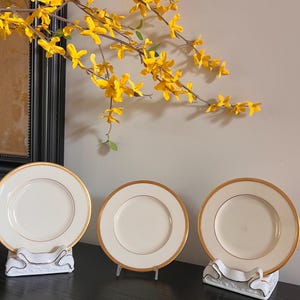 RARE 3 Bread Plates by Lenox in Windsor M-161 Pattern in Gold Back Stamps (Vintage Fine China)