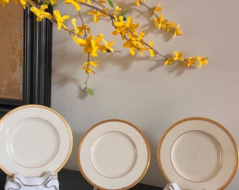 RARE 3 Bread Plates by Lenox in Windsor M-161 Pattern in Gold Back Stamps (Vintage Fine China)