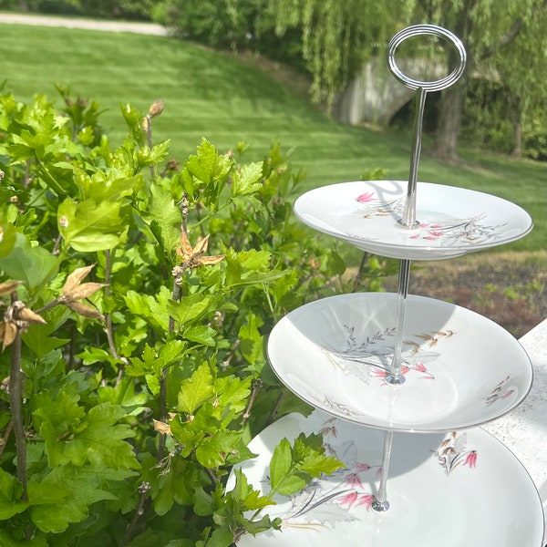 3 Tier Cake Stand by Royal Duchess, Mountain Bell Pattern for Afternoon Tea (Vintage China)