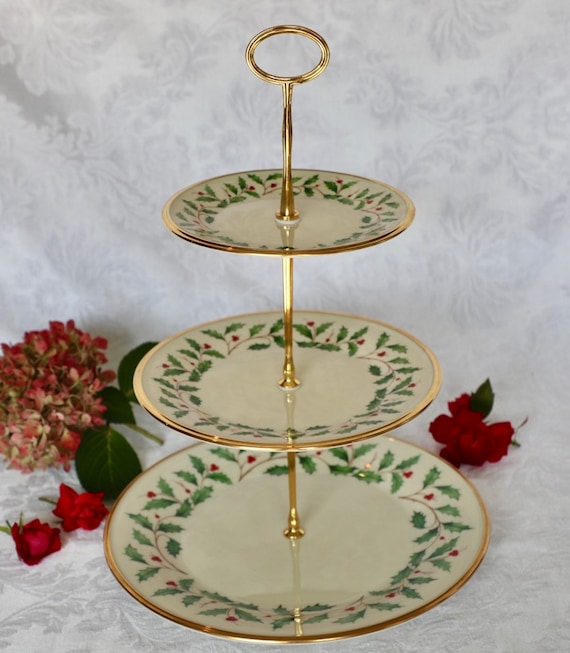 Lenox Holiday - 3-tiered Cake Stand ONLY -afternoon Tea (vintage