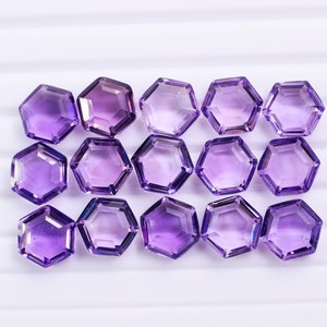 Natural Purple Amethyst, Hexagon Shape, Table Faceted Briolette, Natural Amethyst Faceted Loose Gemstone For Weddings Jewelry Making.