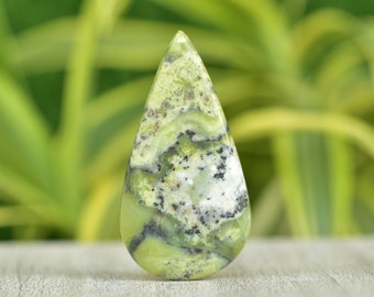 Beautiful Green Canadian 100% Natural Canadian jade Pear Shape Cabochon Loose Gemstone For Making Jewelry for Women 42x29mm 59.70Ct.